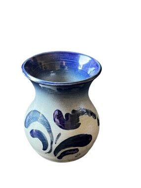 Gres D’Alsace Mini Vase Pottery Blue and Cream